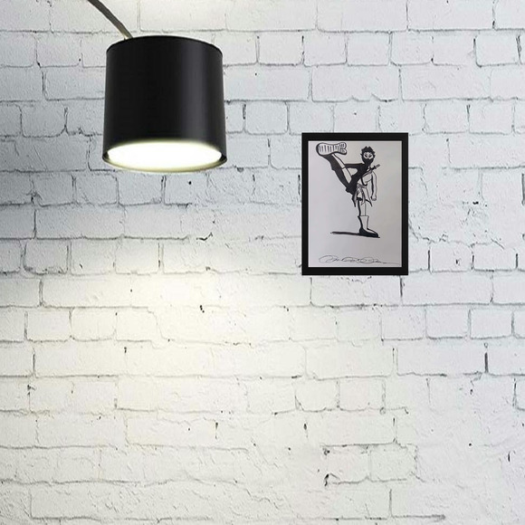 High Kick Ninja Illustration Ink on Paper Hand-drawn Original Artwork 9 x 12" - Picture 2 of 2